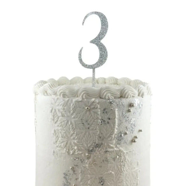 Alpen Occasions Cake Topper Number 3 Glitter Silver 443163