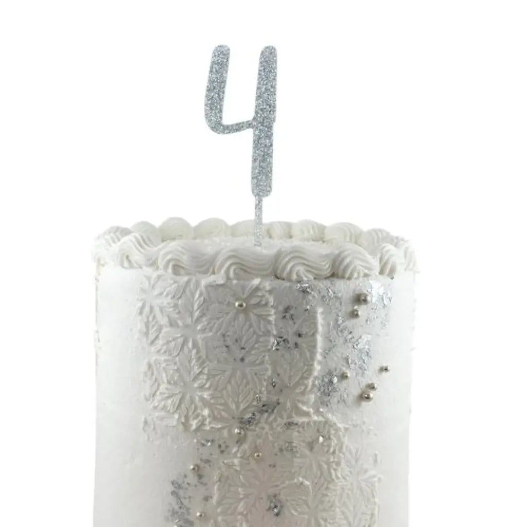 Alpen Occasions Cake Topper Number 4 Glitter Silver 443164