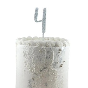 Alpen Occasions Cake Topper Number 4 Glitter Silver 443164