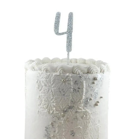 Alpen Occasions Cake Topper Number 4 Glitter Silver 443164