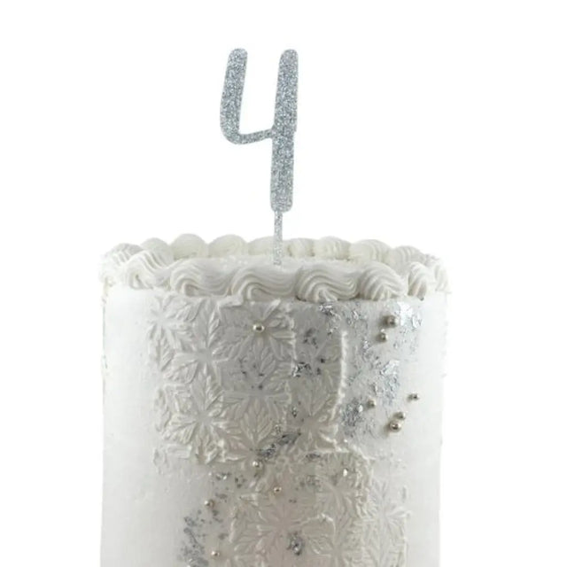 Alpen Occasions Cake Topper Number 4 Glitter Silver 443164