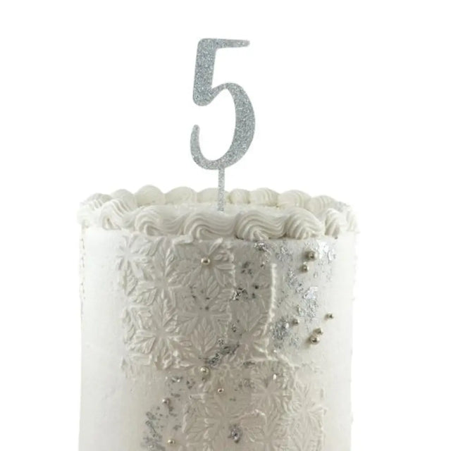 Alpen Occasions Cake Topper Number 5 Glitter Silver 443165