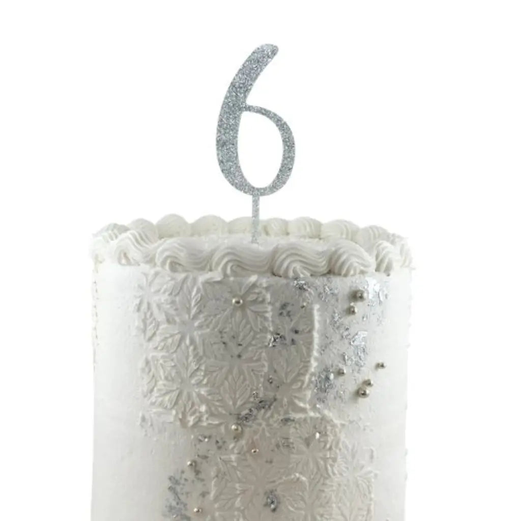 Alpen Occasions Cake Topper Number 6 Glitter Silver 443166