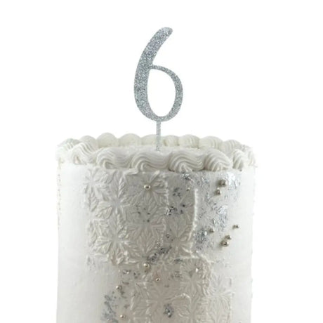 Alpen Occasions Cake Topper Number 6 Glitter Silver 443166