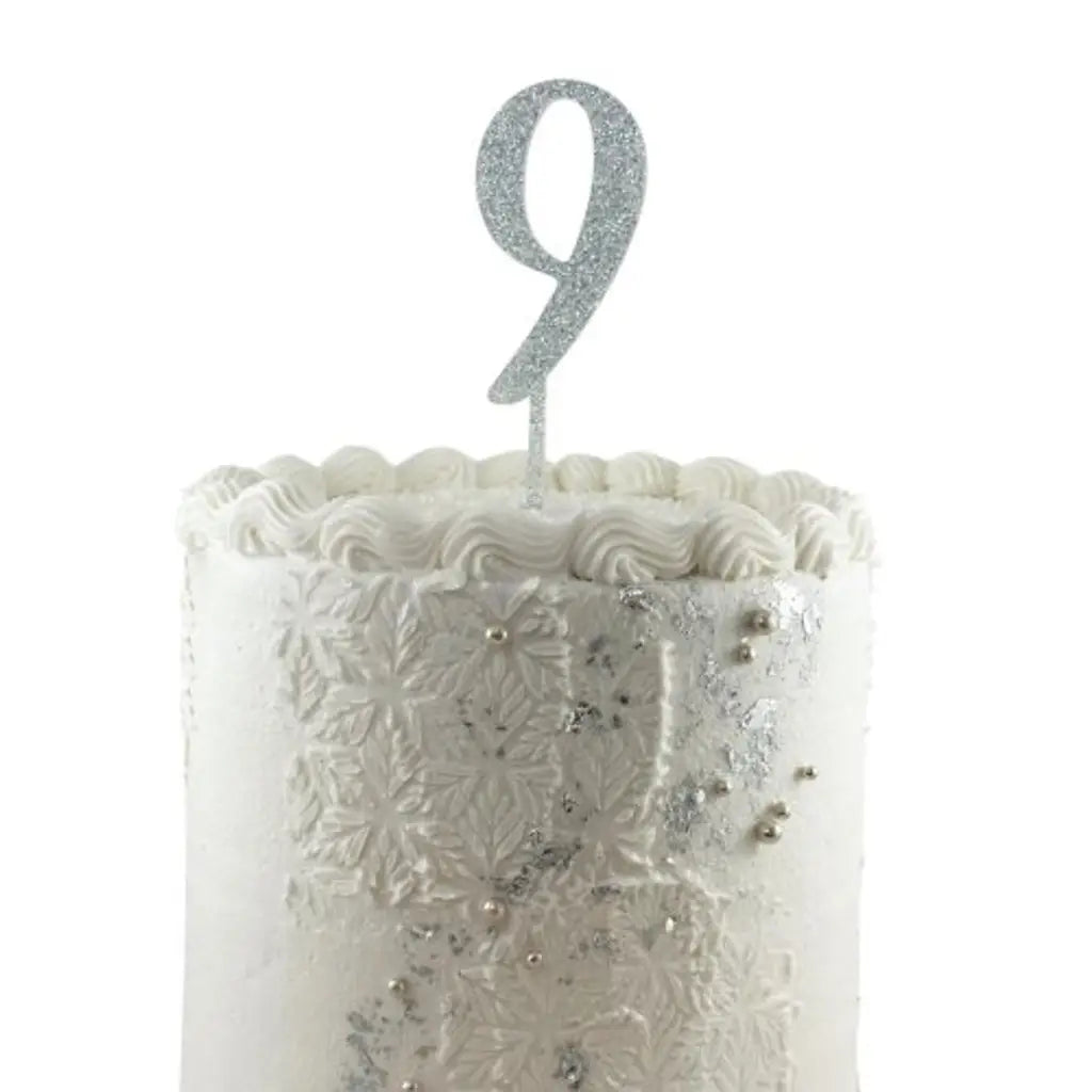 Alpen Occasions Cake Topper Number 9 Glitter Silver 443169