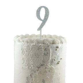 Alpen Occasions Cake Topper Number 9 Glitter Silver 443169