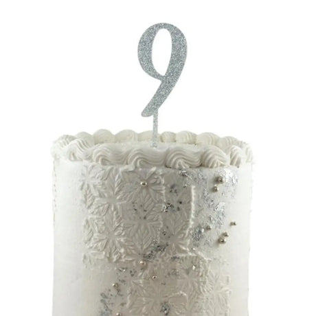 Alpen Occasions Cake Topper Number 9 Glitter Silver 443169