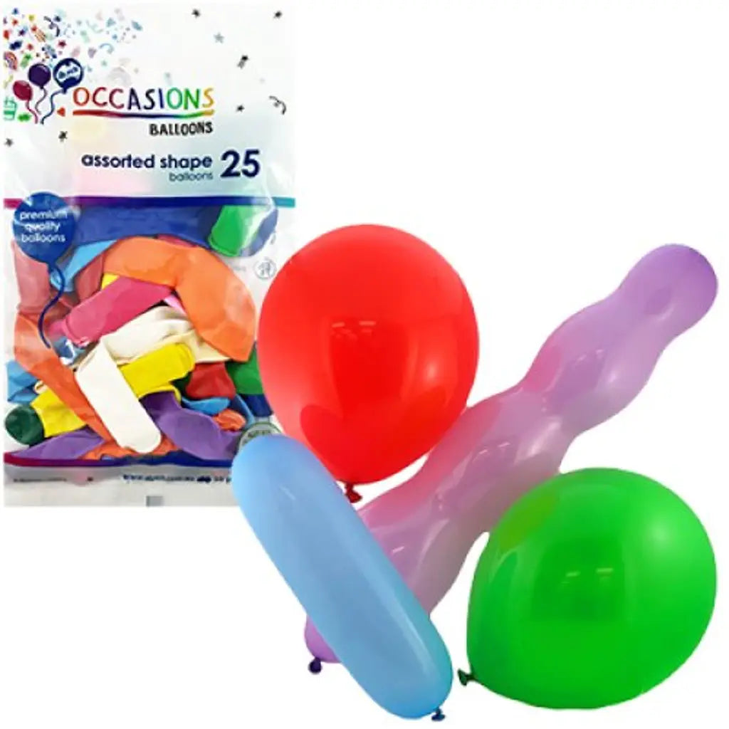 Alpen Occasions Latex Balloon Assorted Shapes 25Pk 203273