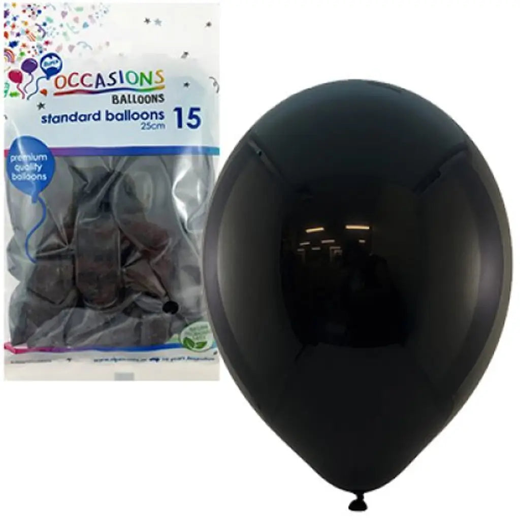 Alpen Occasions Latex Balloon Black 25cm 15Pk 203449