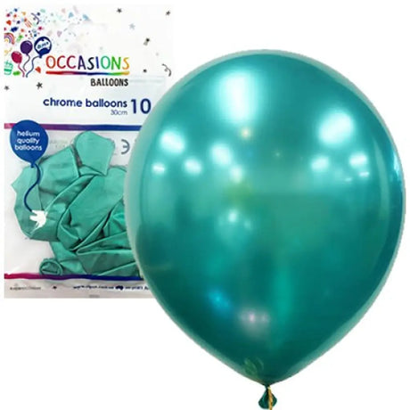 Alpen Occasions Latex Balloon Chrome Green 30cm 10Pk 203176