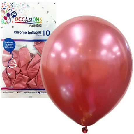 Alpen Occasions Latex Balloon Chrome Pink 30cm 10Pk 203175
