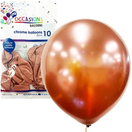 Alpen Occasions Latex Balloon Chrome Rose Gold 30cm 10Pk 203173