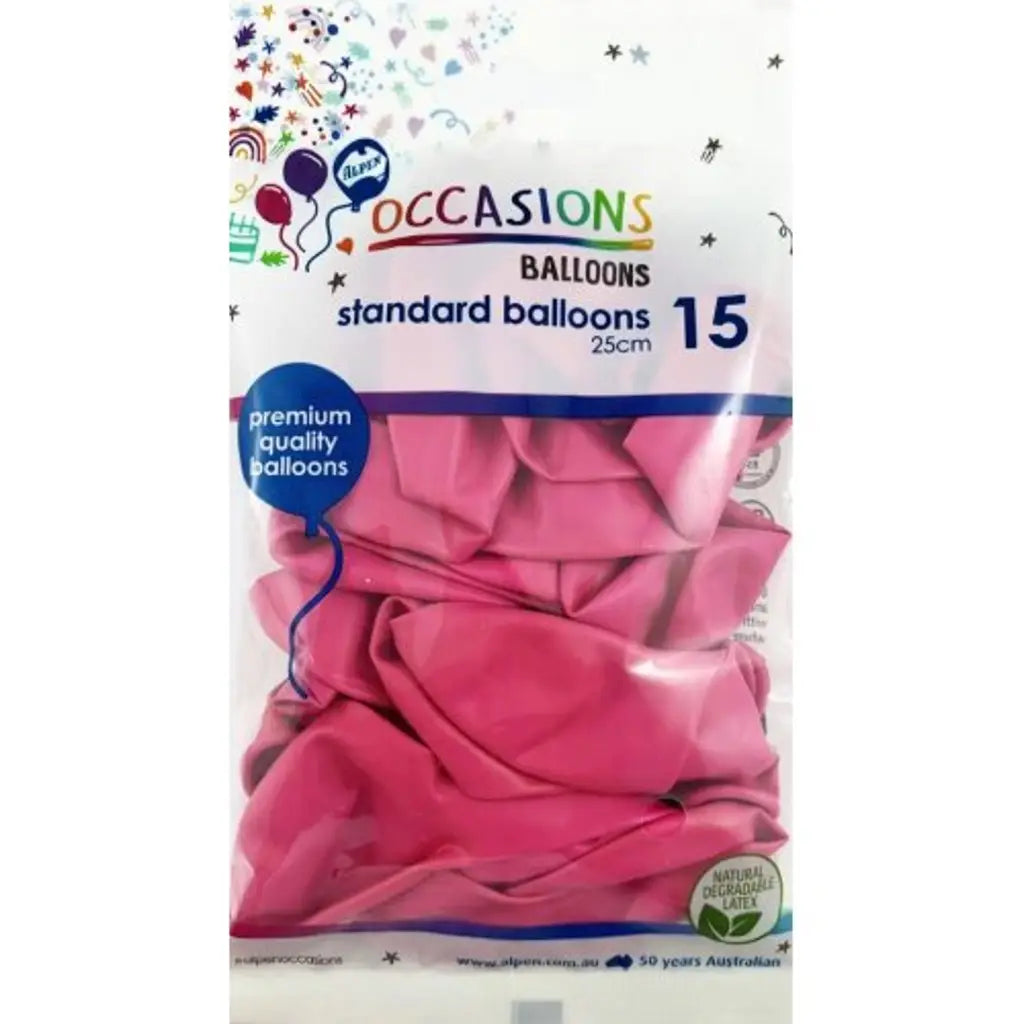 Alpen Occasions Latex Balloon Fuchsia 25cm 15Pk 203448