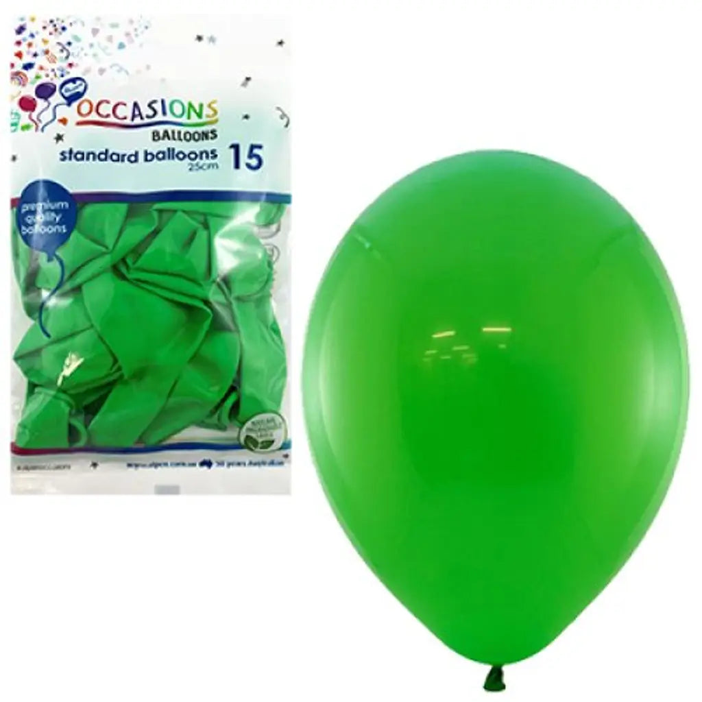 Alpen Occasions Latex Balloon Green 25cm 15Pk 203444