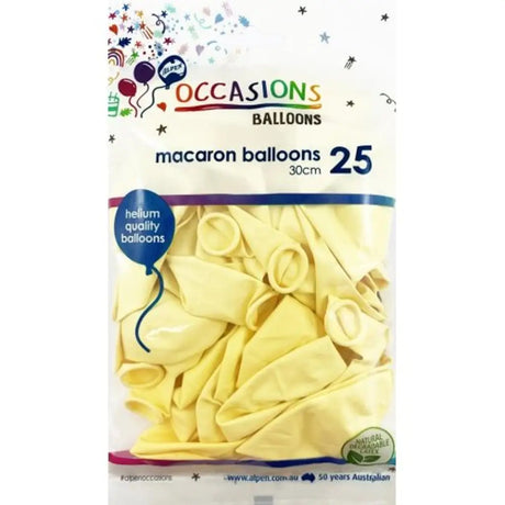 Alpen Occasions Latex Balloon Macaron Lemon 30cm 25Pk 203195