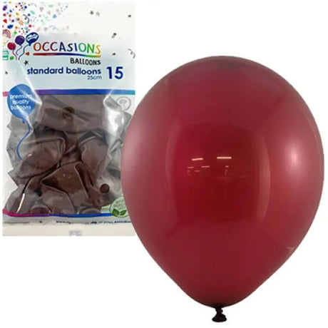 Alpen Occasions Latex Balloon Maroon 25cm 15Pk 203456