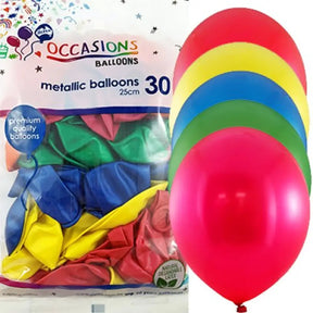 Alpen Occasions Latex Balloon Metallic Assorted 25cm 30Pk 203619