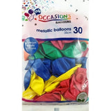 Alpen Occasions Latex Balloon Metallic Assorted 25cm 30Pk 203619