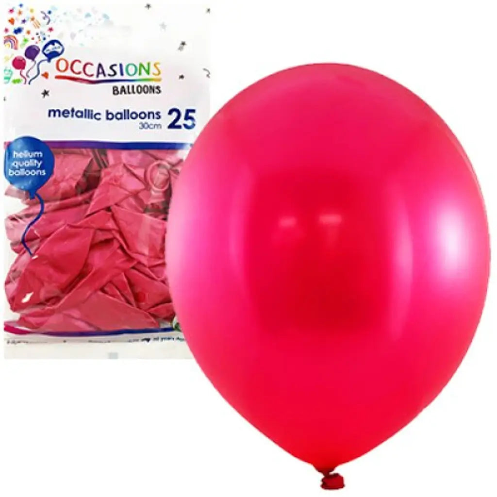 Alpen Occasions Latex Balloon Metallic Fuchsia 30cm 25Pk 203147