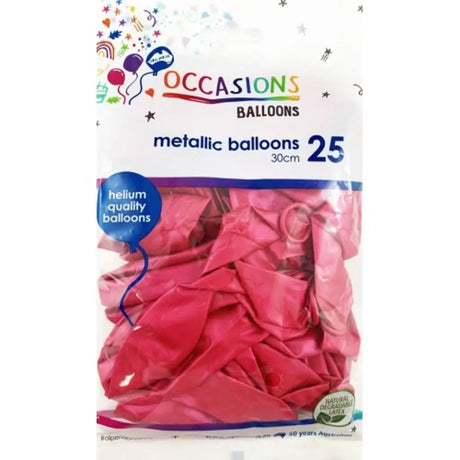 Alpen Occasions Latex Balloon Metallic Fuchsia 30cm 25Pk 203147