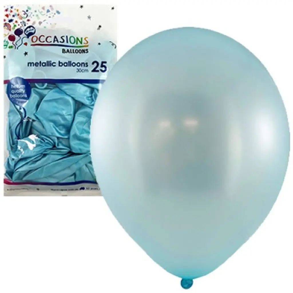 Alpen Occasions Latex Balloon Metallic Light Blue 30cm 25Pk 203150