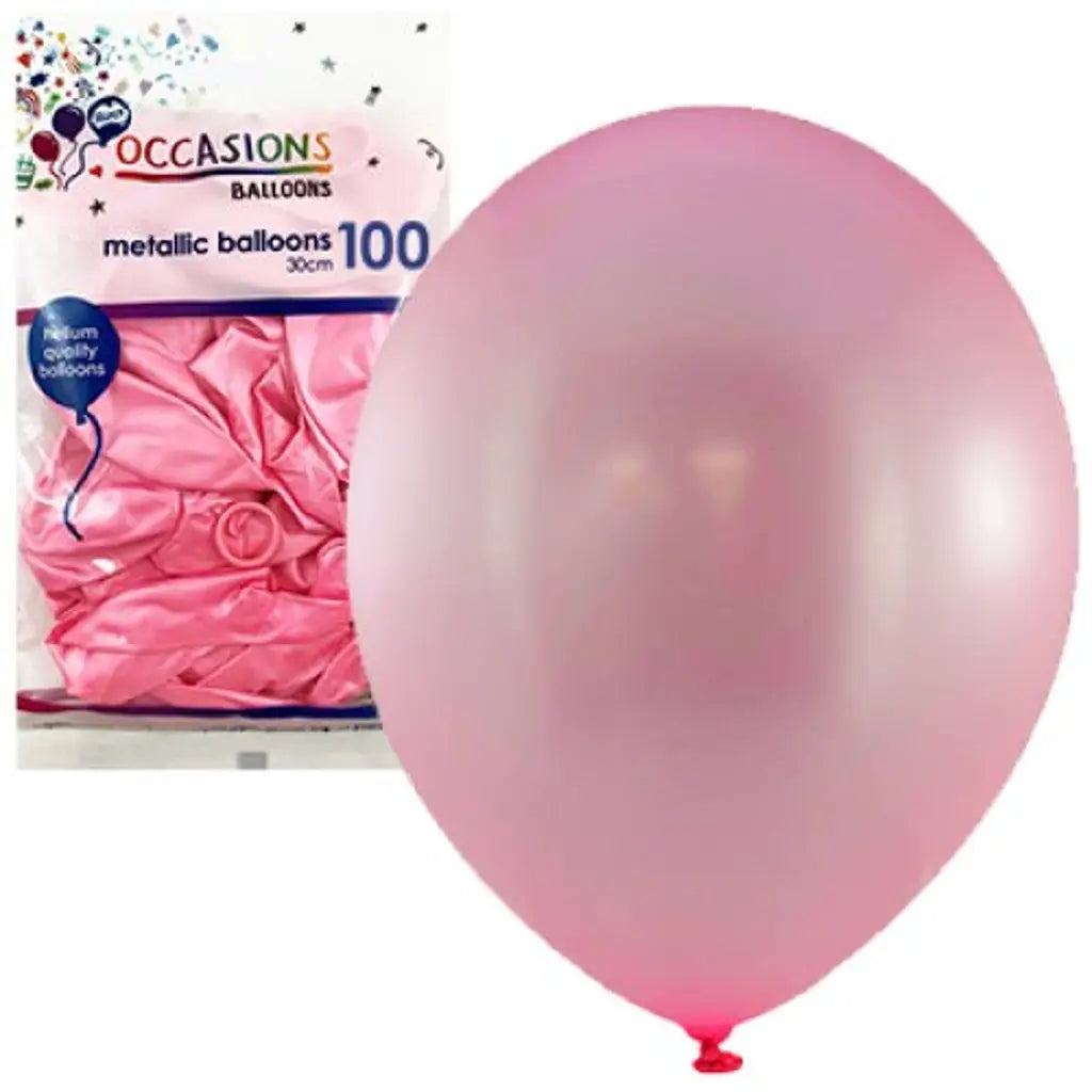 Alpen Occasions Latex Balloon Metallic Light Pink 30cm 100Pk 203234