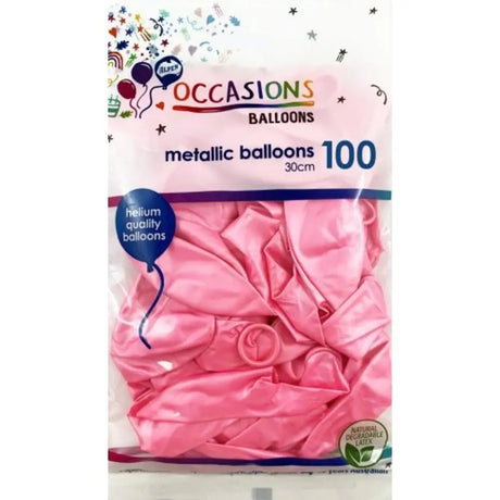 Alpen Occasions Latex Balloon Metallic Light Pink 30cm 100Pk 203234