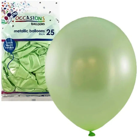 Alpen Occasions Latex Balloon Metallic Mint 30cm 25Pk 203154