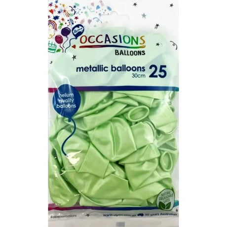 Alpen Occasions Latex Balloon Metallic Mint 30cm 25Pk 203154