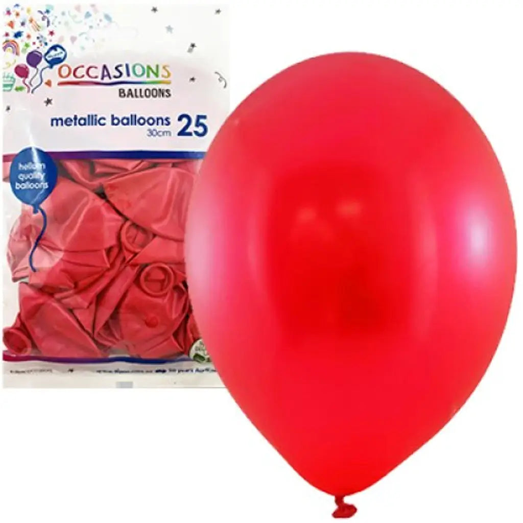Alpen Occasions Latex Balloon Metallic Red 30cm 25Pk 203141