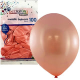 Alpen Occasions Latex Balloon Metallic Rosegold 30cm 100Pk 203243