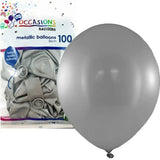 Alpen Occasions Latex Balloon Metallic Silver 30cm 100Pk 203241