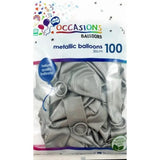 Alpen Occasions Latex Balloon Metallic Silver 30cm 100Pk 203241