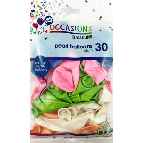 Alpen Occasions Latex Balloon Mixed Pearl 25cm 30Pk 203641