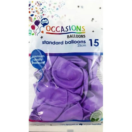 Alpen Occasions Latex Balloon Purple 25cm 15Pk 203457