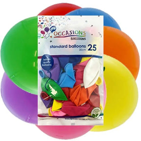 Alpen Occasions Latex Balloon Standard Assorted 30cm 25Pk 203110