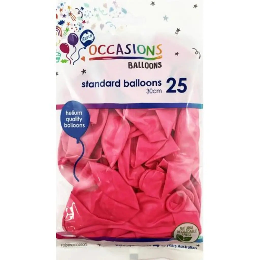 Alpen Occasions Latex Balloon Standard Fuchsia 30cm 25Pk 203117