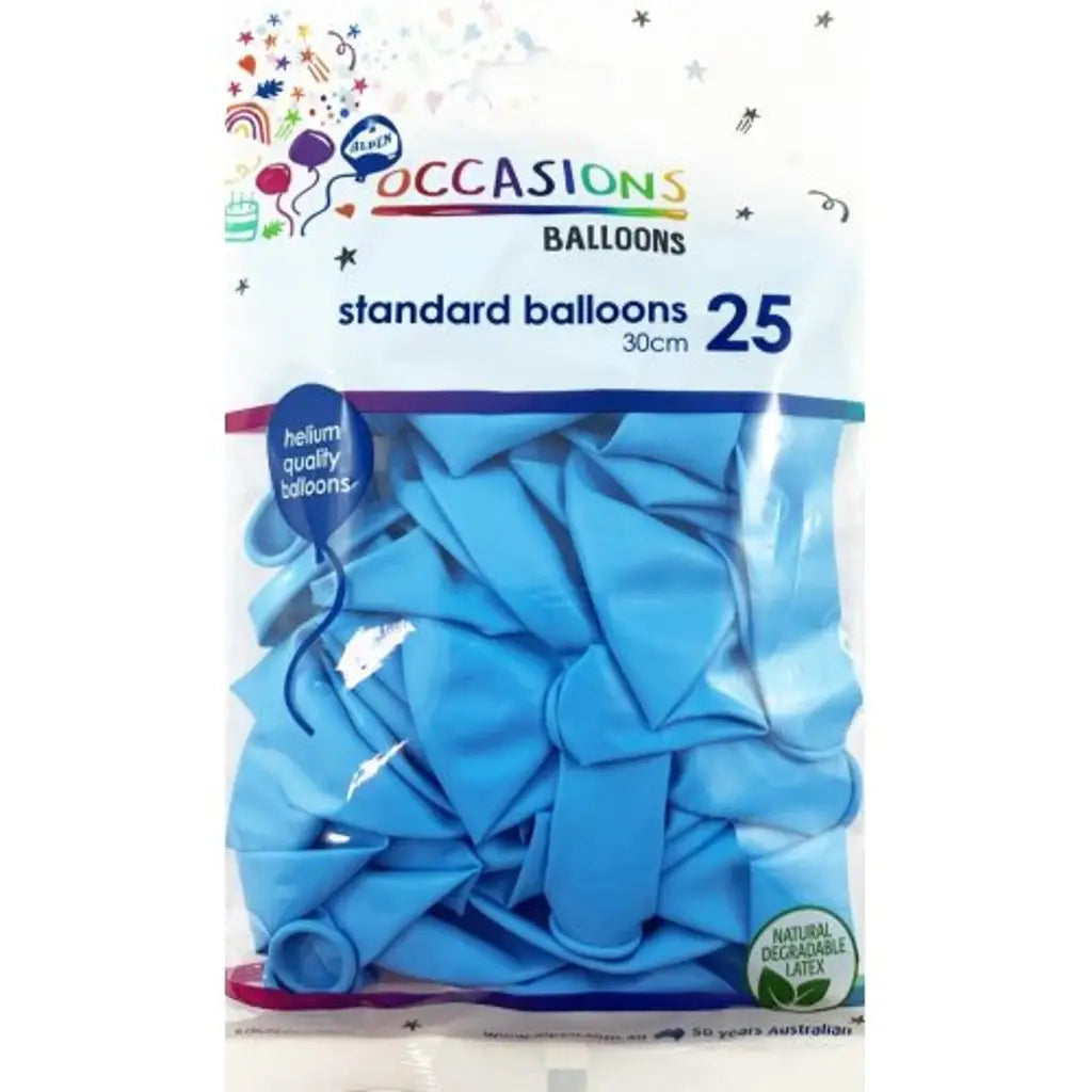 Alpen Occasions Latex Balloon Standard Light Blue 30cm 25Pk 203120