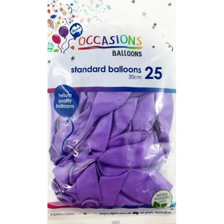 Alpen Occasions Latex Balloon Standard Purple 30cm 25Pk 203119