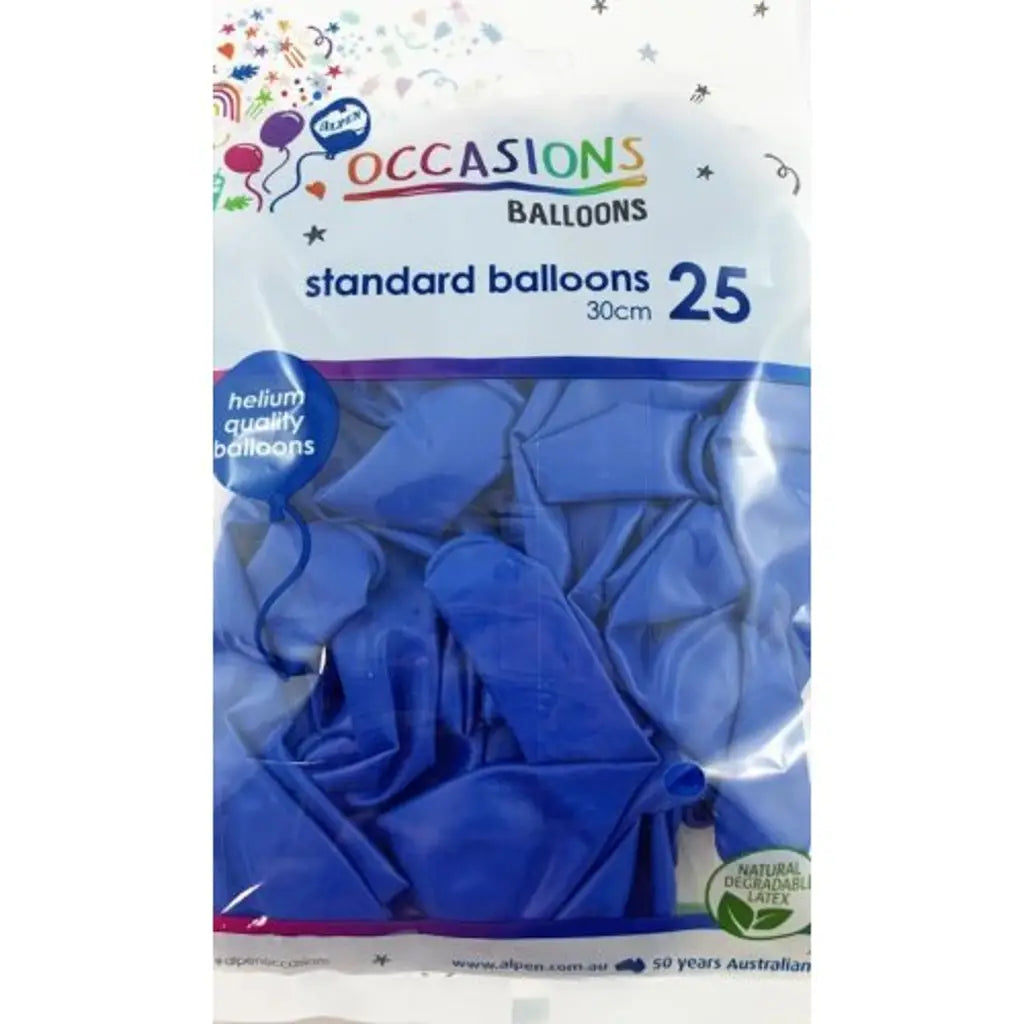 Alpen Occasions Latex Balloon Standard Royal Blue 30cm 25Pk 203112