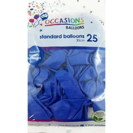 Alpen Occasions Latex Balloon Standard Royal Blue 30cm 25Pk 203112