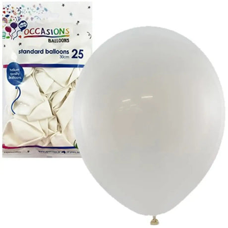 Alpen Occasions Latex Balloon Standard White 30cm 25Pk 203116