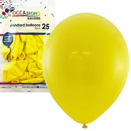 Alpen Occasions Latex Balloon Standard Yellow 30cm 25Pk 203115