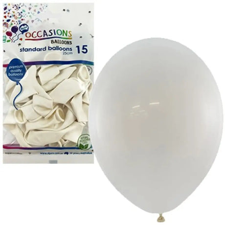 Alpen Occasions Latex Balloon White 25cm 15Pk 203447