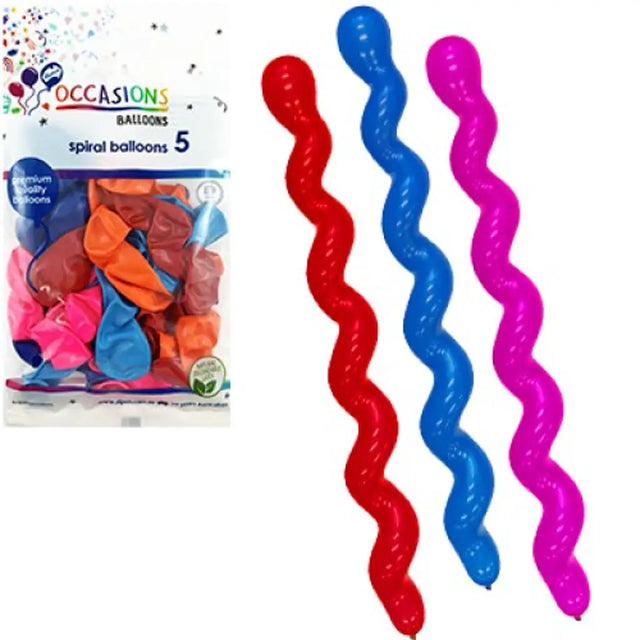 Alpen Occasions Latex Balloons Spirals 5Pk 203265
