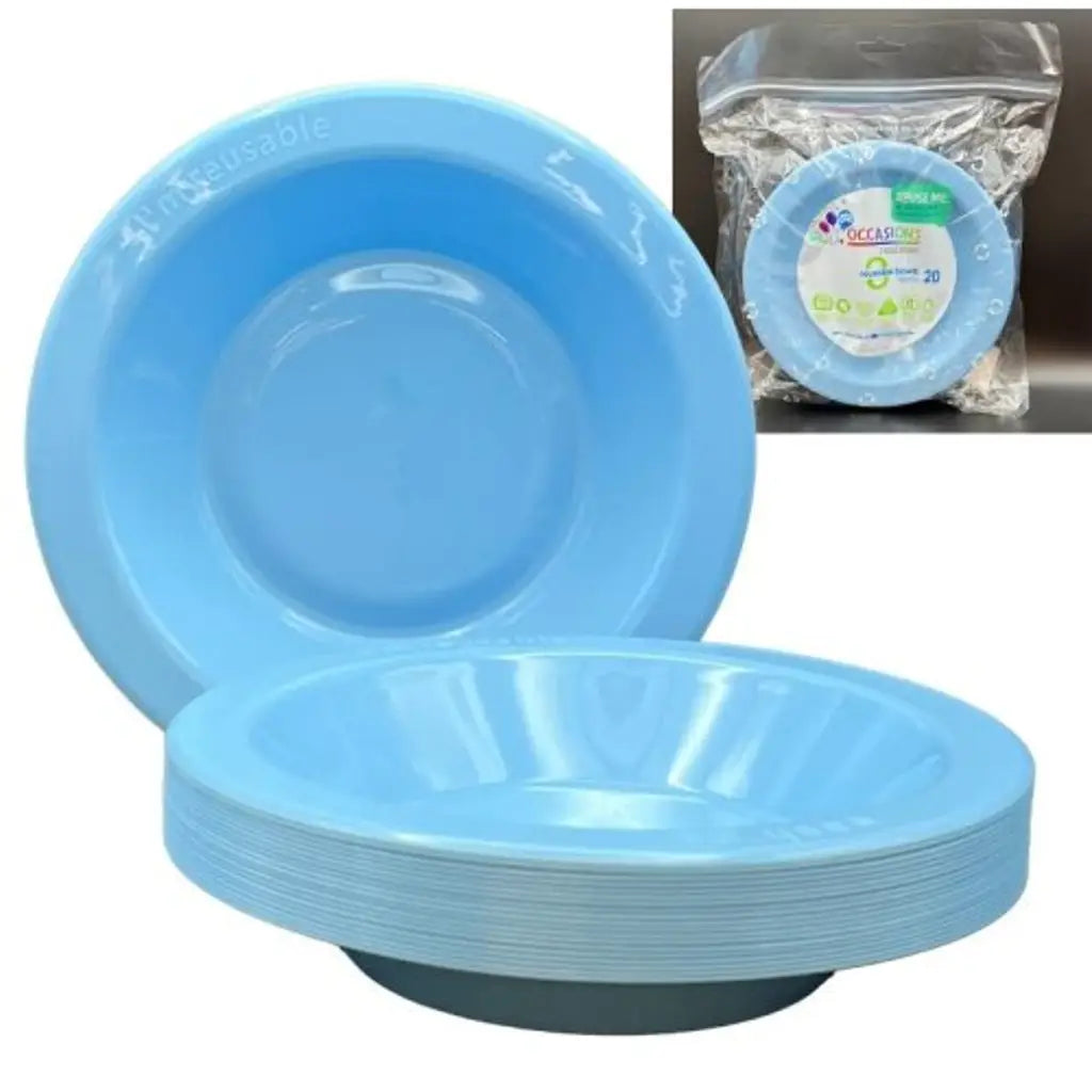 Alpen Occasions Reusable Bowls Light Blue 180mm 20Pk 384107
