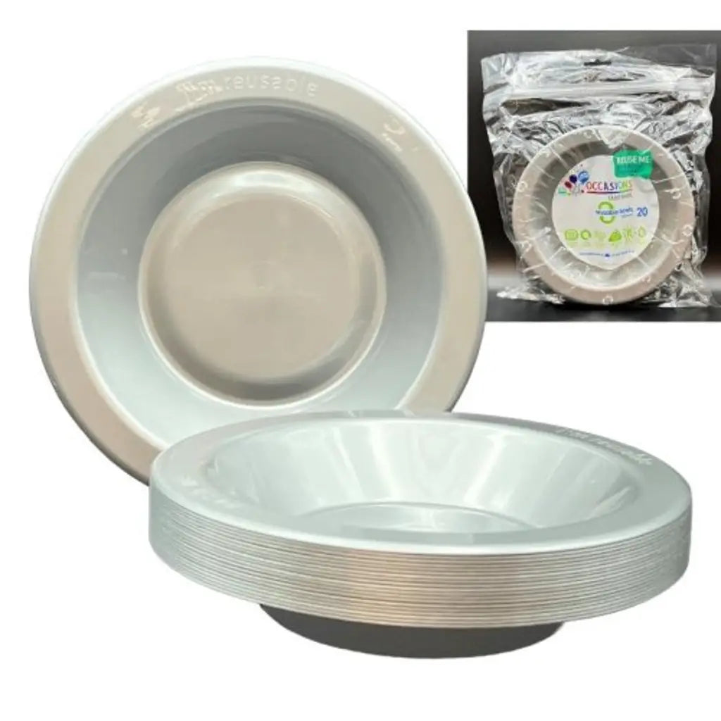 Alpen Occasions Reusable Bowls Silver 180mm 20Pk 384119