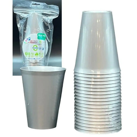 Alpen Occasions Reusable Cups Silver 285ml 20Pk 385119