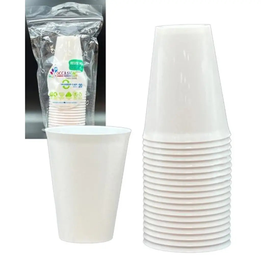 Alpen Occasions Reusable Cups White 285ml 20Pk 385101