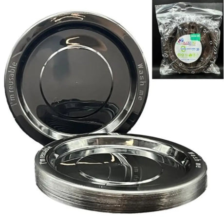 Alpen Occasions Reusable Dinner Plates Black 230mm 20Pk 382158